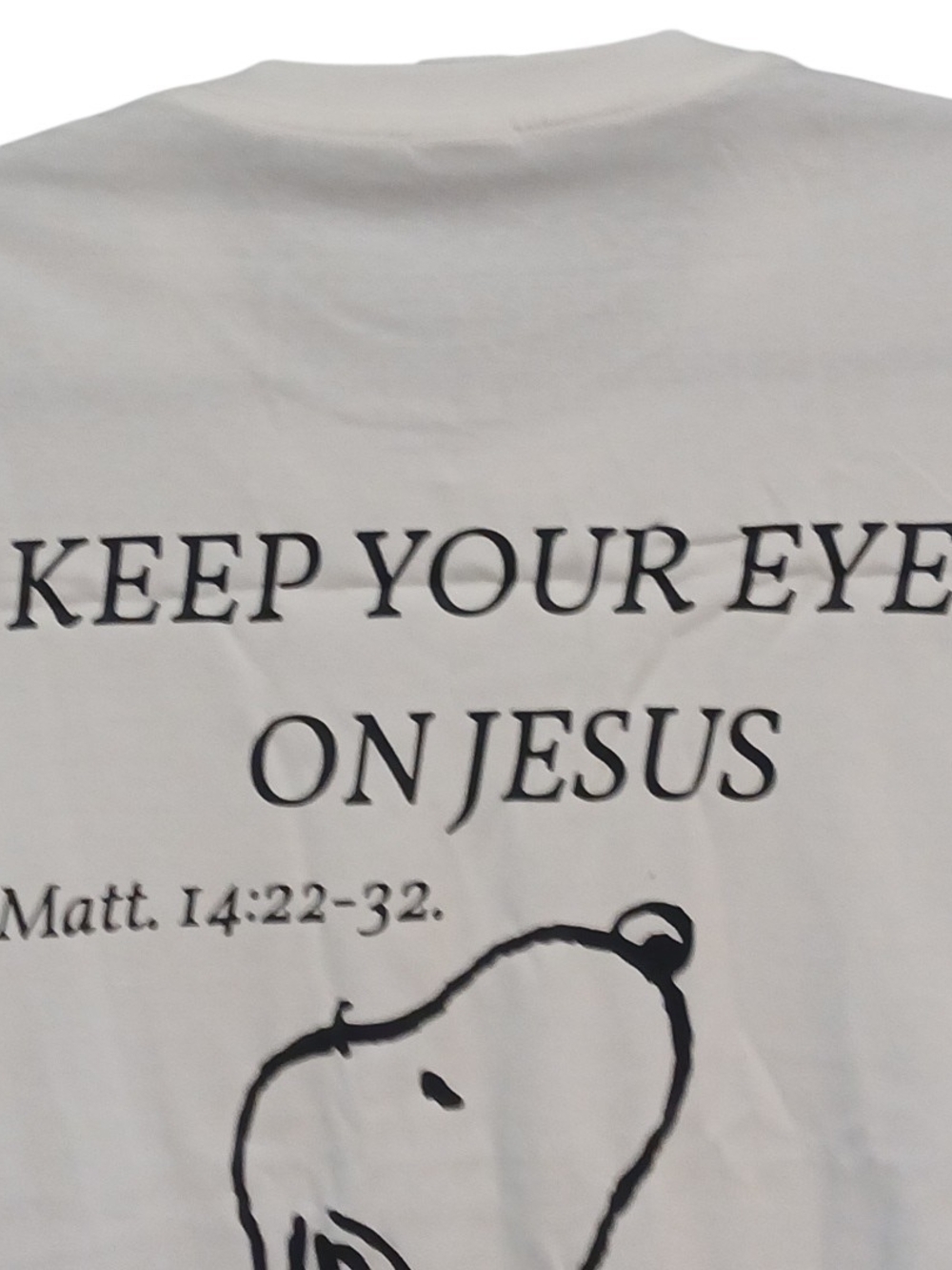Peanuts - Snoopy Praying Matthew 14:22- 32 Short Sleeve, Crew Neck, 100% Cotton - Picture 7 of 8